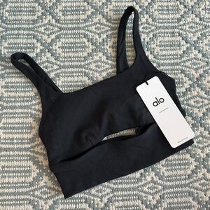 ALO Yoga Black Ribbed Sports Bra